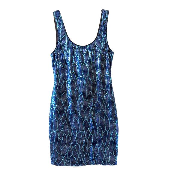 Lily Rose Teal Blue Sequin Mini Dress size Medium - Picture 1 of 7